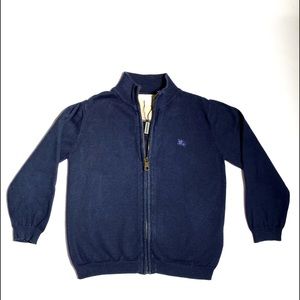 Boys Burberry High Neck Zip Front Cardigan